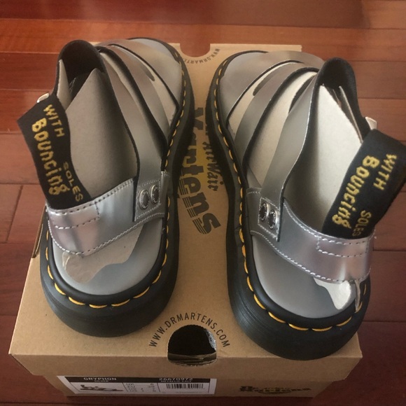 DR MARTENS Gryphon Metallic Leather Gladiator Sandals - Picture 9 of 11